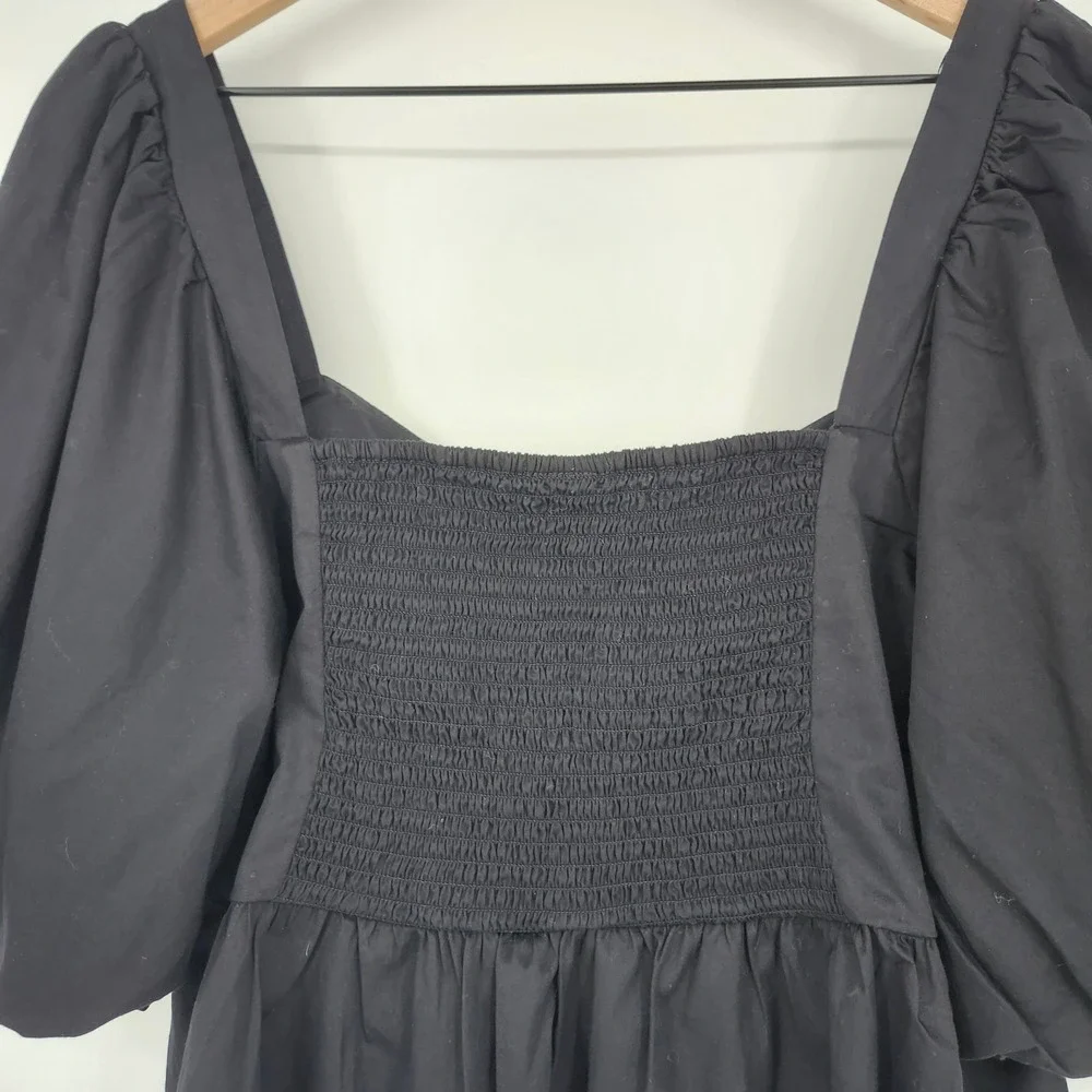 Old Navy Womens Babydoll Puff Sleeve Peplum Top Size XL Black Going Out Chic NWT